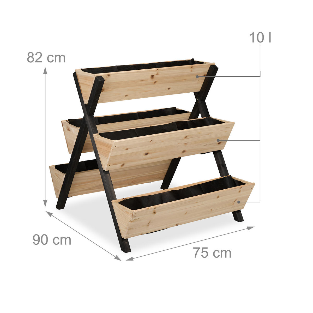 VERTIKALBEET - Hellbraun, Holz/Textil (75/82/90cm) - Relaxdays