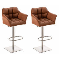 BARHOCKER Damaso 2er Set 88x64x45 cm hellbraun - Hellbraun, Leder (64/88/45cm) - furnicato