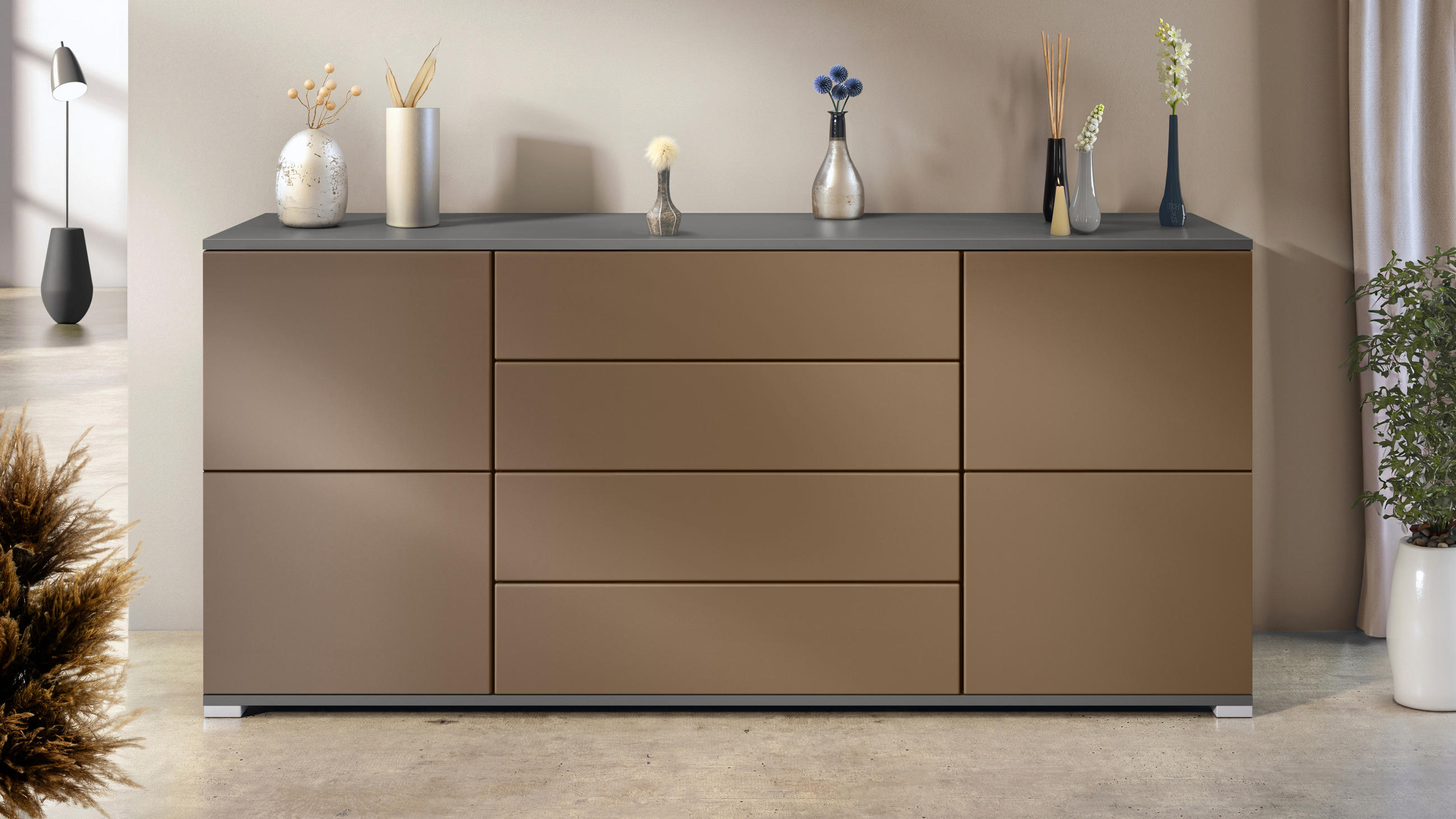 SIDEBOARD Rova Bronze Optik - Bronzefarben, Holzwerkstoff (166.5/75.5/35cm) - Vladon