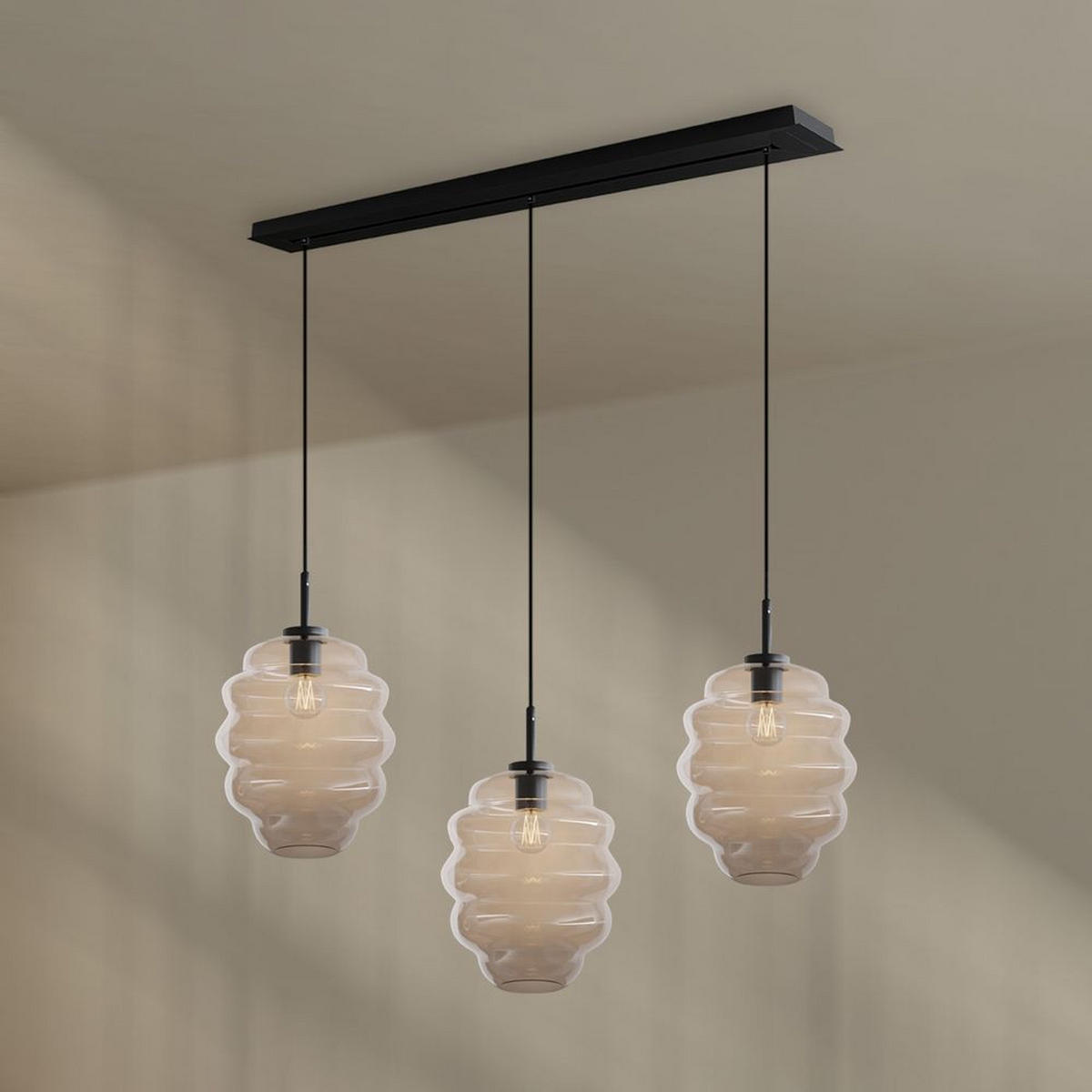 HÄNGELEUCHTE Echos 3-flammig Klar Ø 25cm - Klar/Schwarz, Glas (25/25/28cm) - s.luce