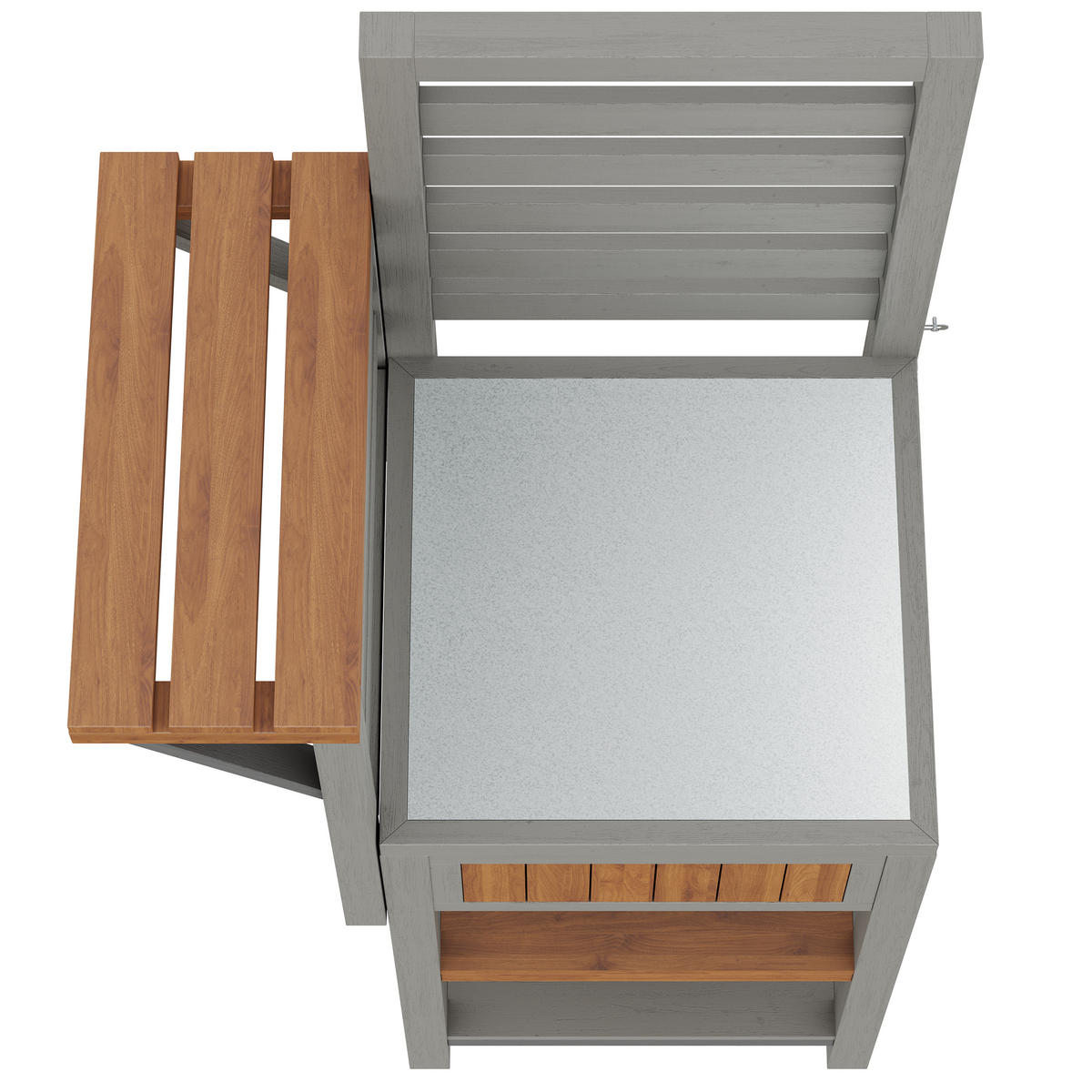 GARTENSCHRANK Holz Edelstahl Outdoor Grillstation Stauraum - Naturfarben, Holz (54/149/74cm) - FLIEKS