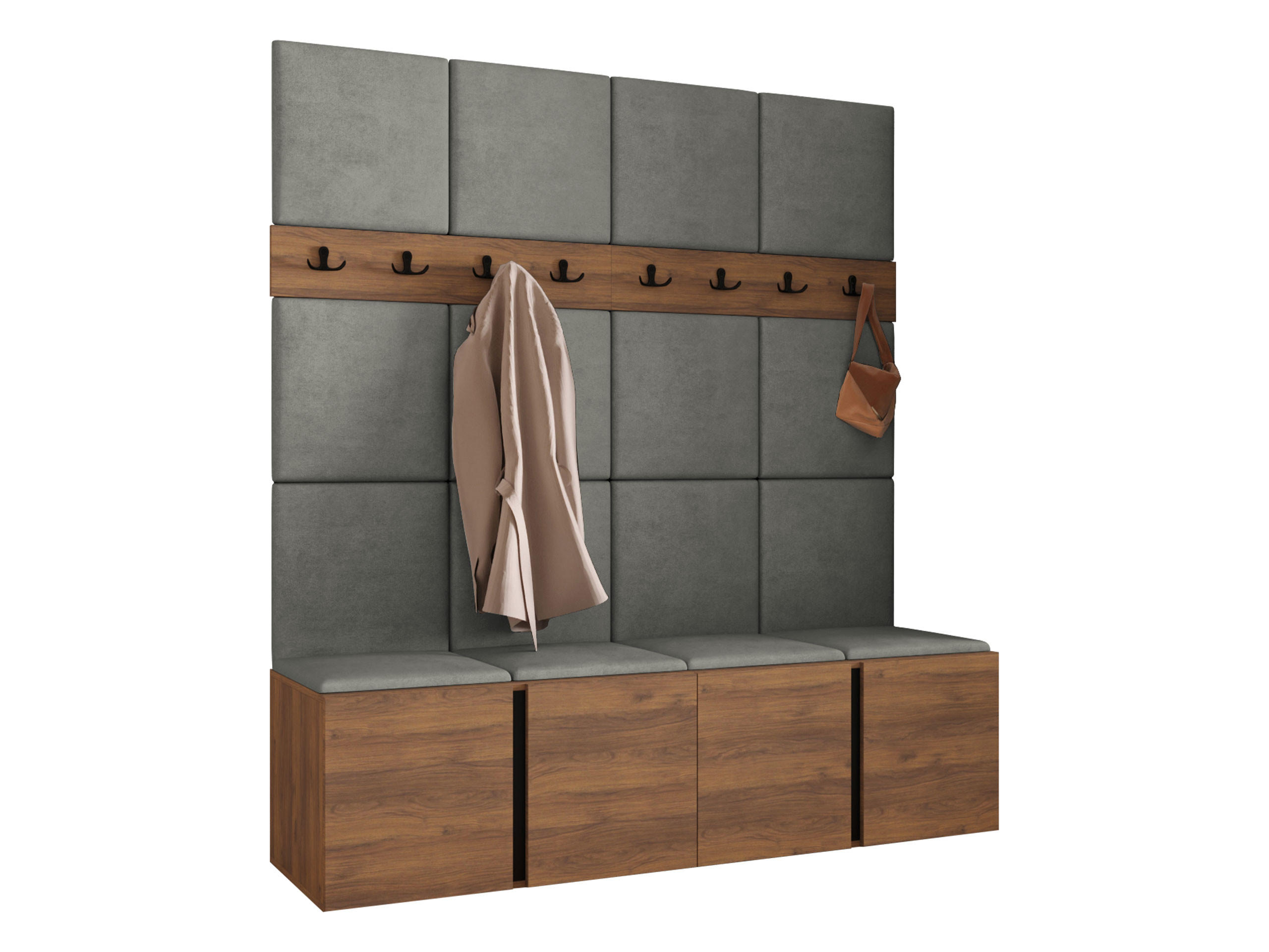 MOBILIER PENTRU HOL Orion V - culoare lemn de nuc/gri, material plastic/compozit lemnos (168/186/46cm) - MIRJAN24