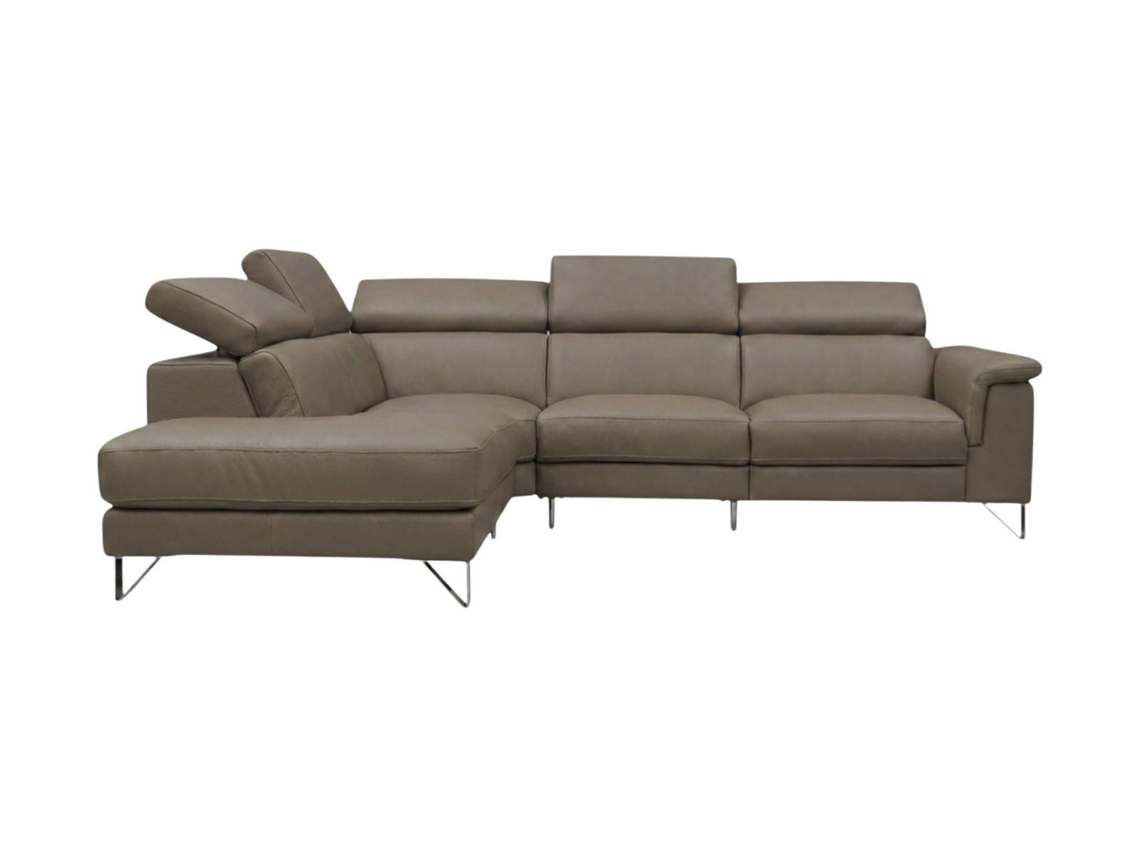 ECKSOFA Antares Echtleder Greige - Greige, Leder/Metall (224/276cm)