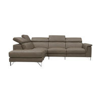 ECKSOFA Antares Echtleder Greige - Greige, Leder/Metall (224/276cm)