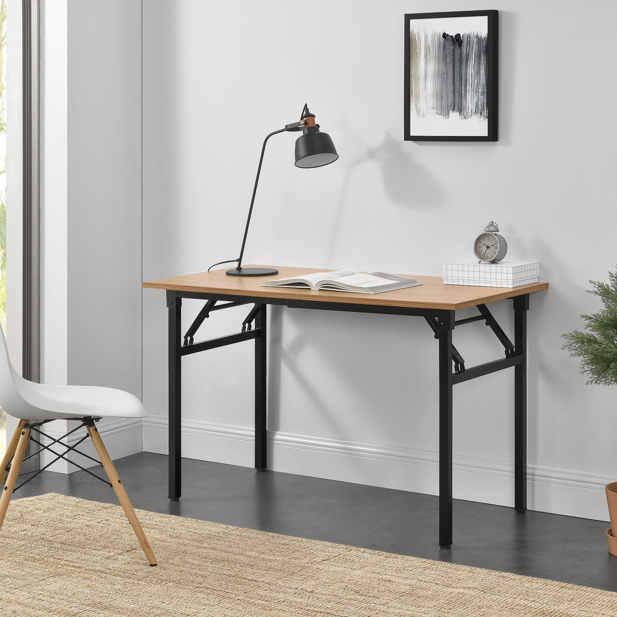 KLAPPTISCH - Buchefarben/Schwarz, Holzwerkstoff/Metall (120/76.4/60cm) - [neu.haus]