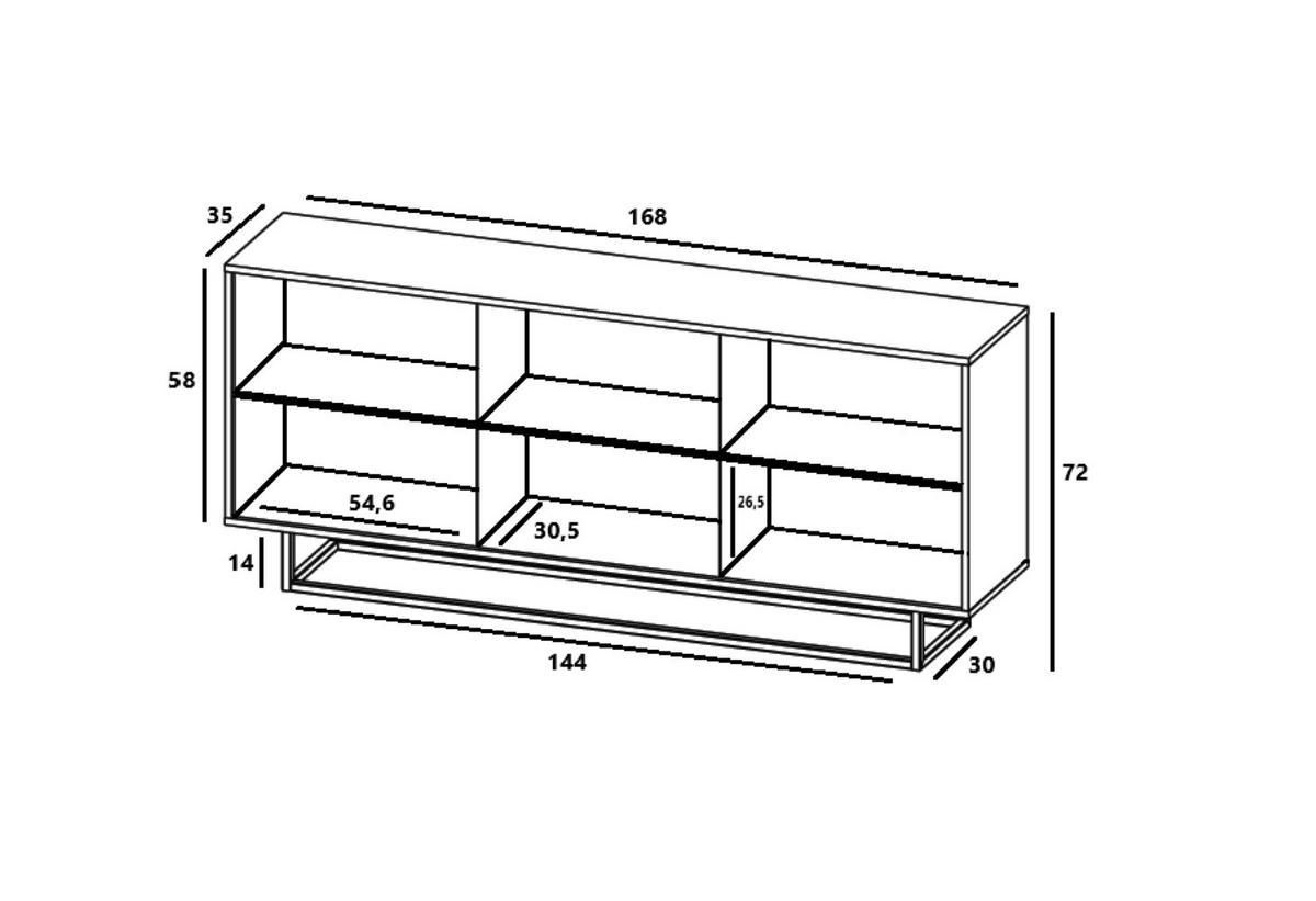 KOMMODE Apollo 3D Eiche wotan Weiß Matt 168 cm - Weiß, Holzwerkstoff/Metall (168/72/35cm) - Meble Lindner