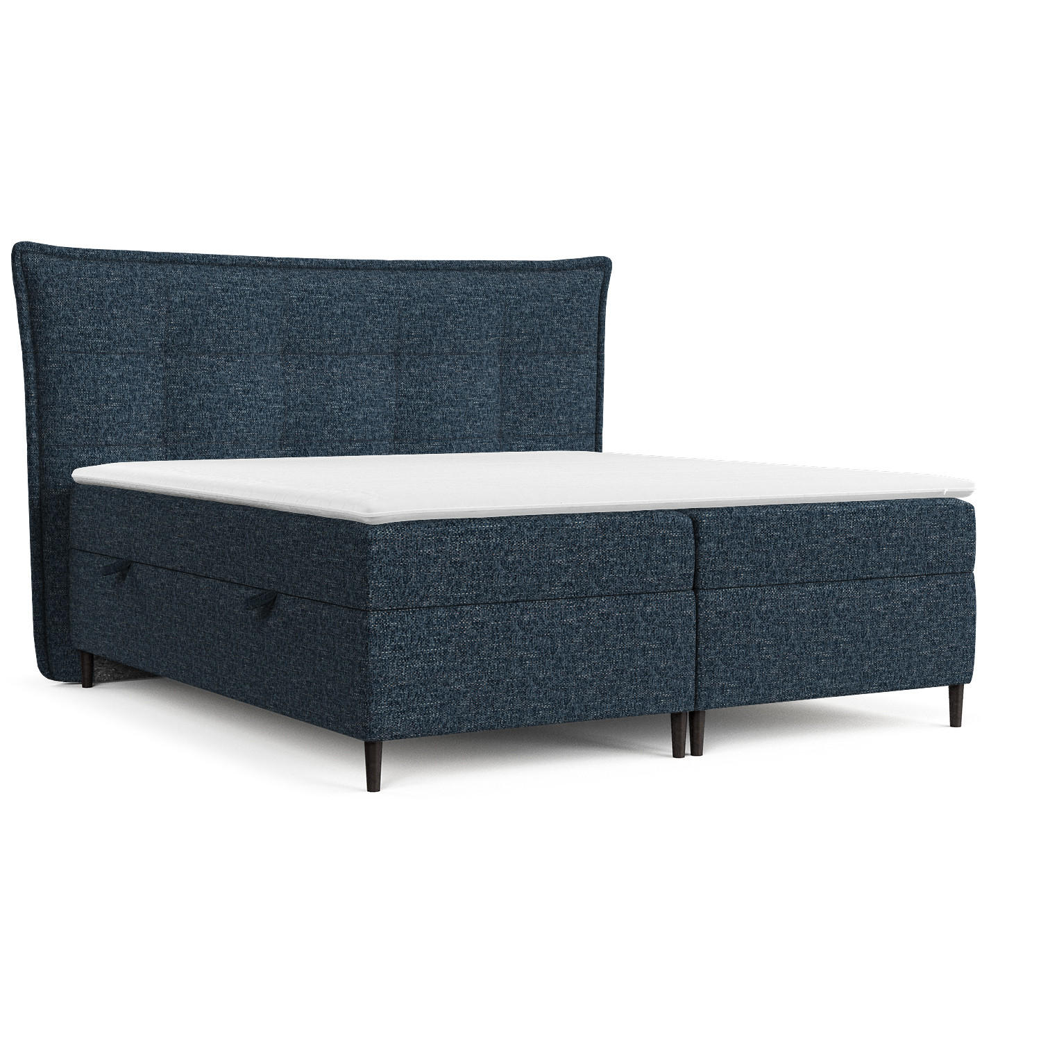 BOXBETT Sinai Marineblau 140/200 cm mit Taschenmatratze und Topper - Schwarz/Dunkelblau, Holz/Holzwerkstoff (140/200cm) - Maison de Reve