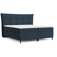 BOXBETT Sinai Marineblau 140/200 cm mit Taschenmatratze und Topper - Schwarz/Dunkelblau, Holz/Holzwerkstoff (140/200cm) - Maison de Reve