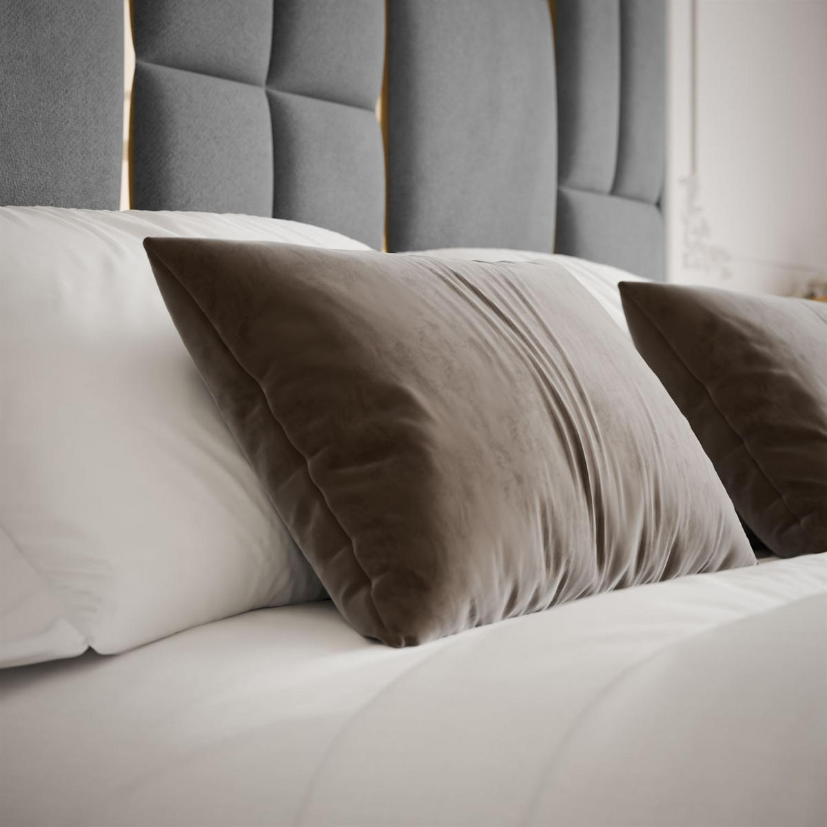 POLSTERBETT BRIGITTE GOLD mit Bettkasten 140x200 cm Element 23 - Grau, Textil (140/200cm) - Lookway