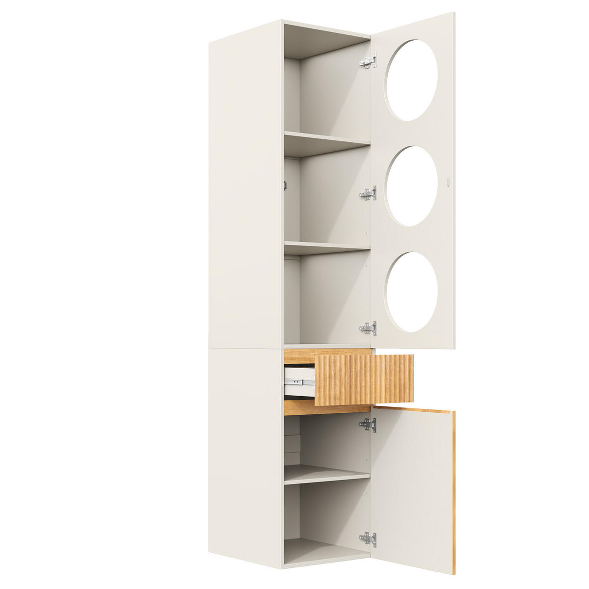 HOCHSCHRANK Eichenoptik, 2 Türen & Schublade, 45 x 50 x 200 cm - Naturfarben, Holzwerkstoff (45/200/50cm) - Urban Meuble