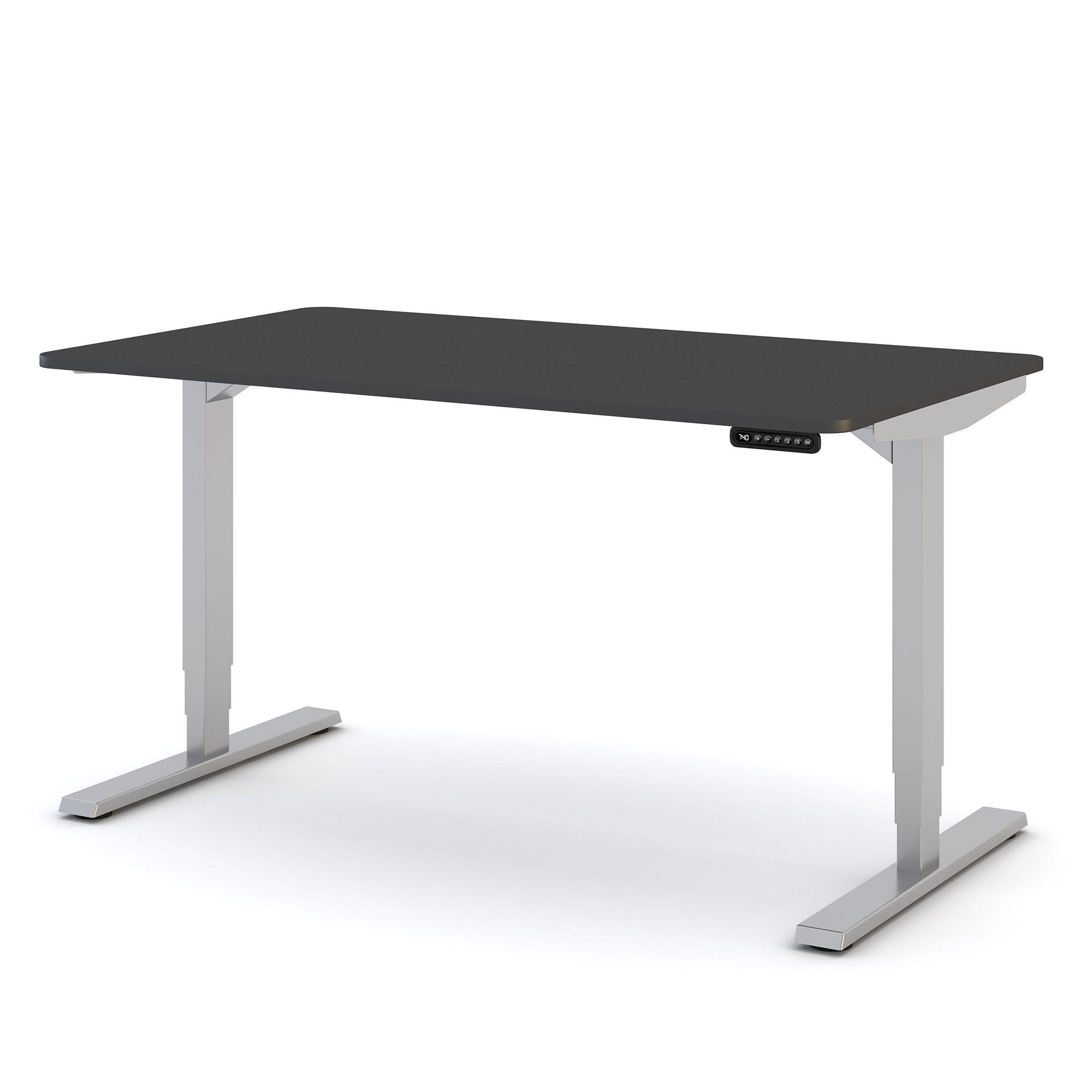 SCHREIBTISCH Elektrisch höhenverstellbarer Schreibtisch Y-Line Curved Anthrazit Weißaluminium 140/80/62-127cm - Weiß Hochglanz/Anthrazit, Holzwerkstoff/Metall (80/140/127cm) - ASSMANN