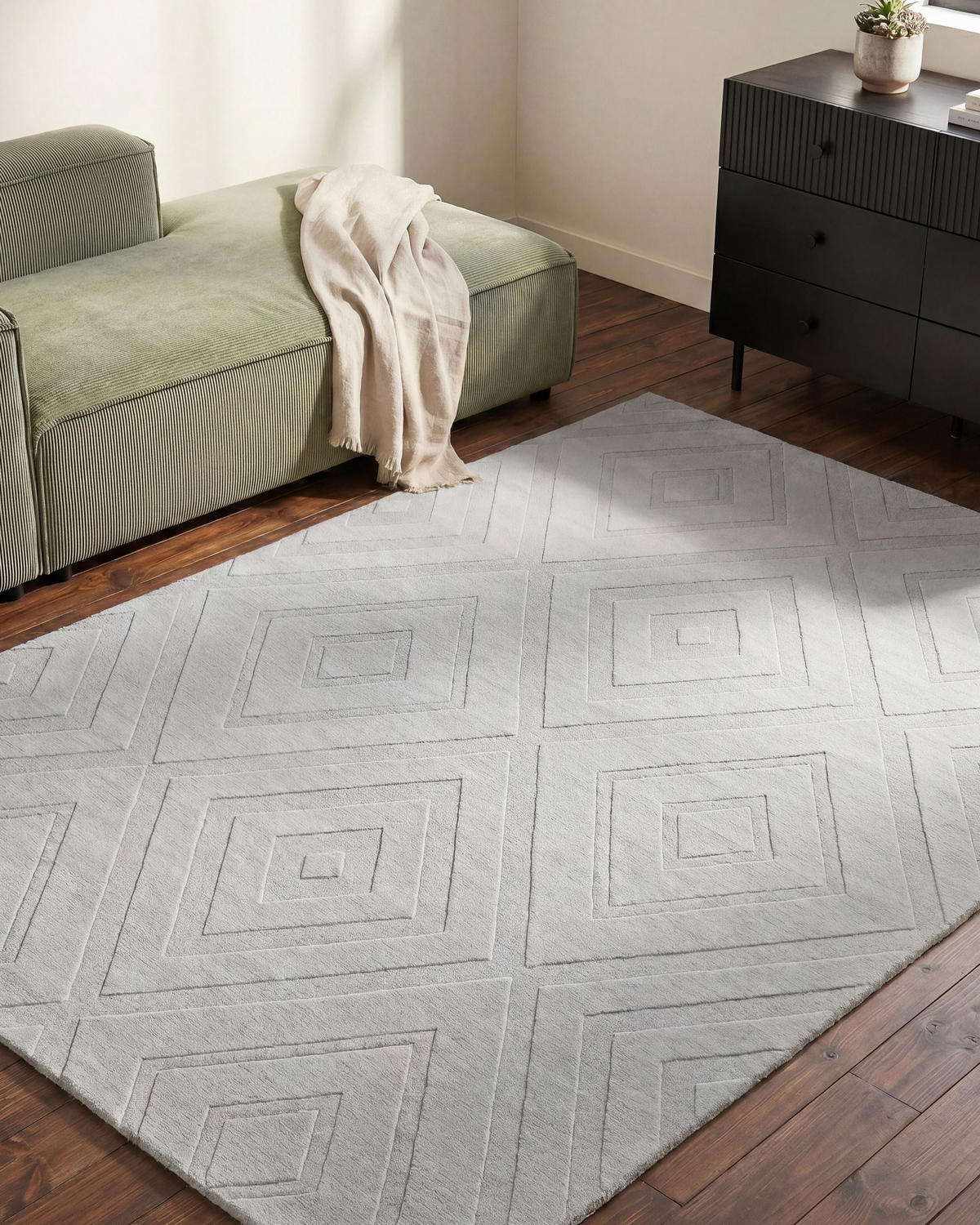 TEPPICH Hellgrau 160/230 cm Borah - Hellgrau/Grau, Textil (160/230cm) - Beliani