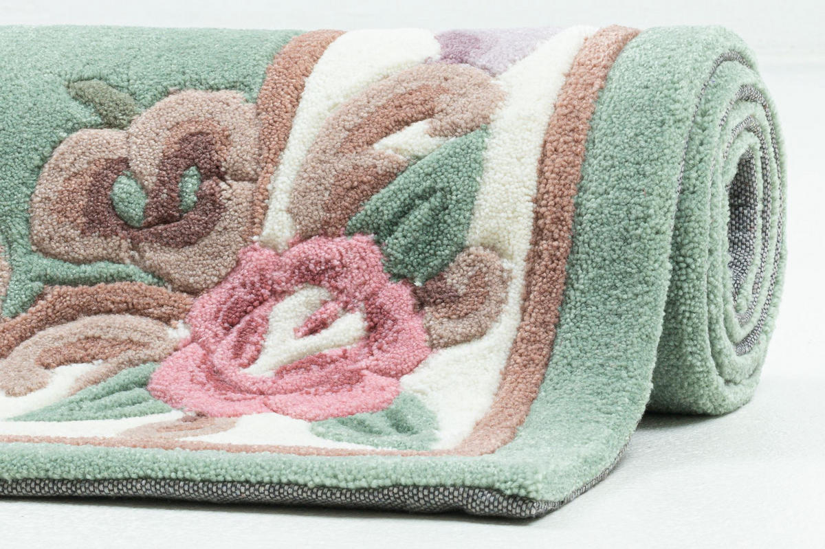 HANDTUFTTEPPICH Ming Bettumrandung 70x600 cm - Grün, Textil (70/600cm) - THEKO