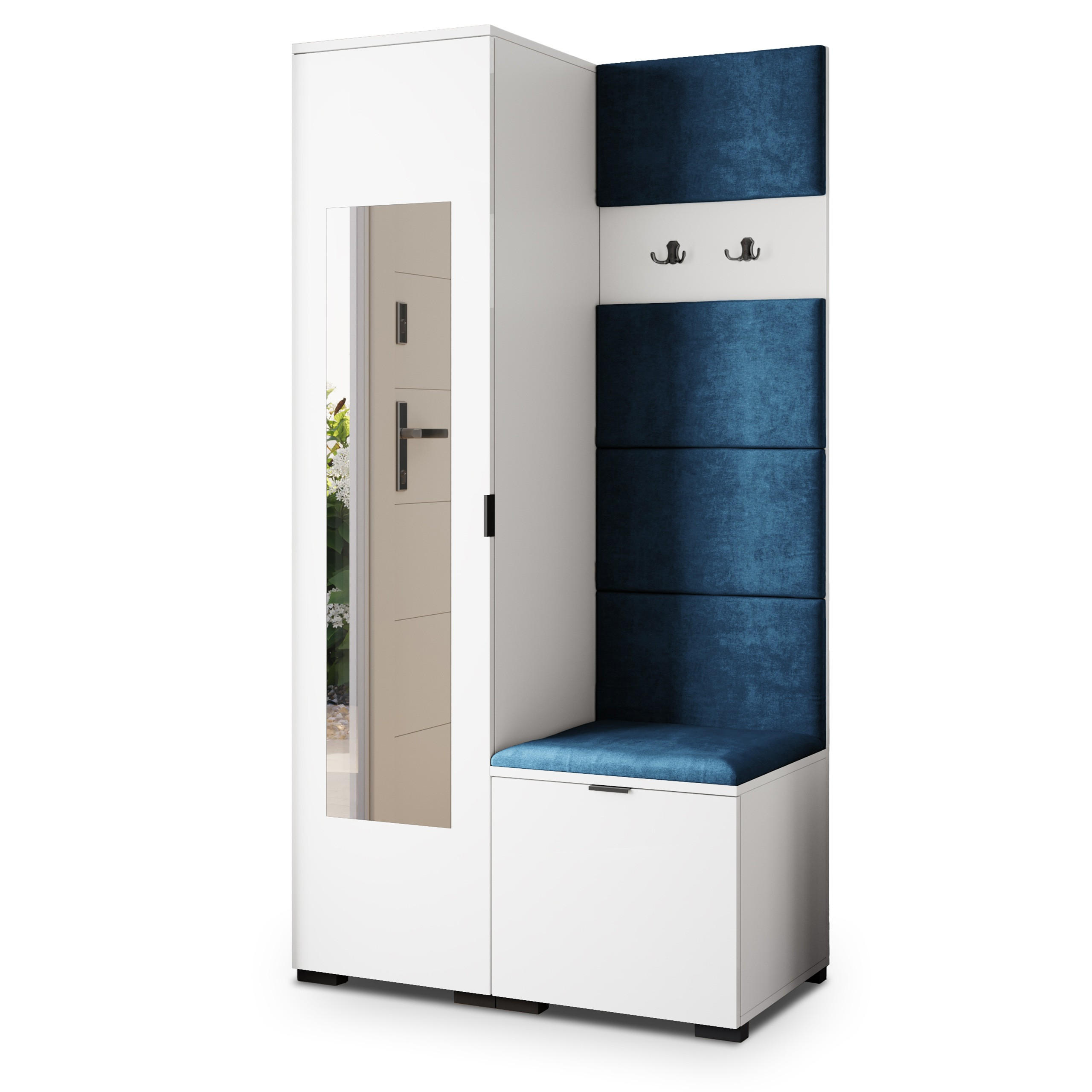 Masseno Garderobenschrank Weiß, Blau 95x181x51 cm