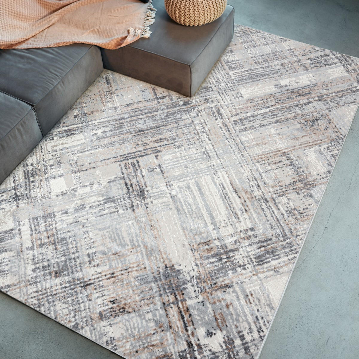 TEPPICH Beige Creme abstrakt - 200 x 300 cm - Hellgrau, Textil (200/300cm) - Mazovia