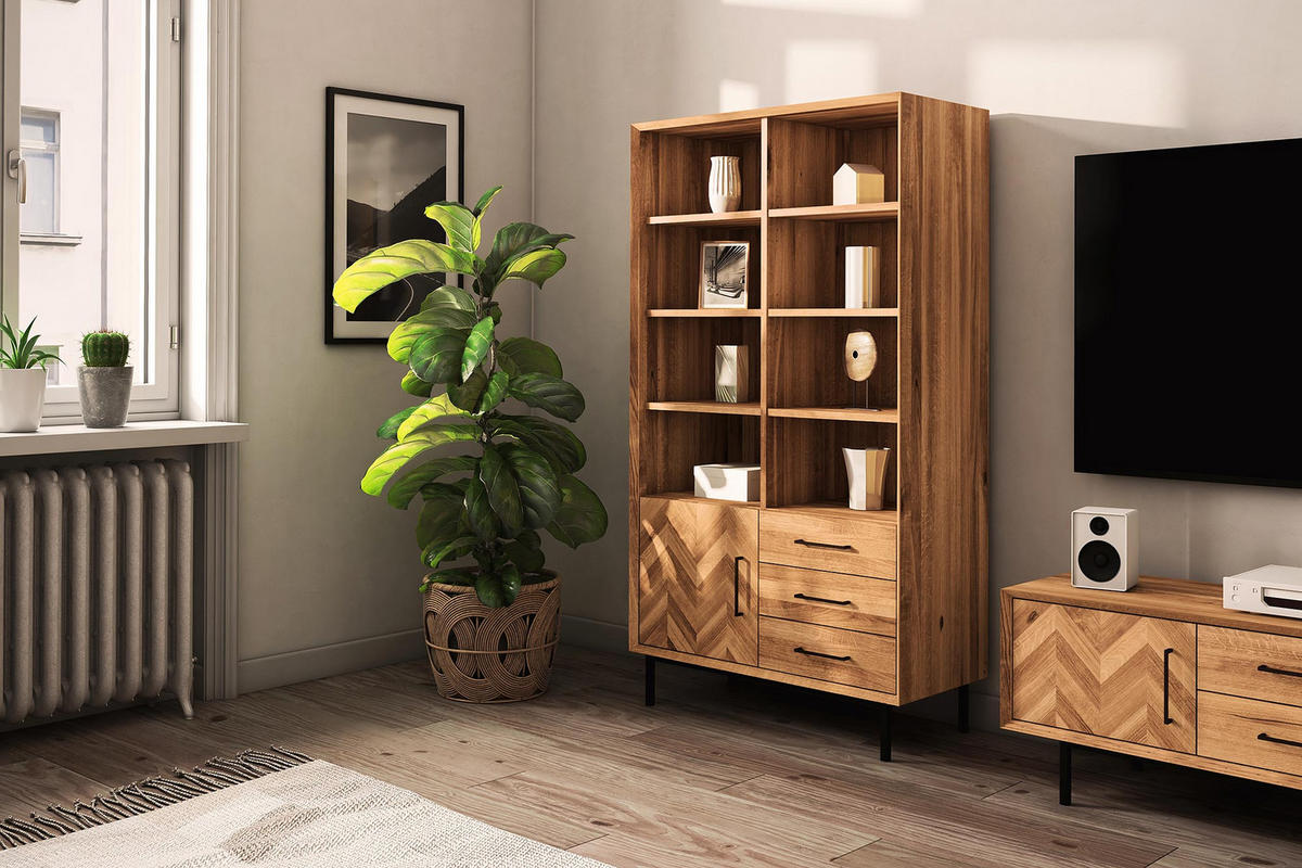 BÜCHERREGAL LEON 97x45 Wildeiche - Wildeiche, Holz (97/176/45cm) - byoak