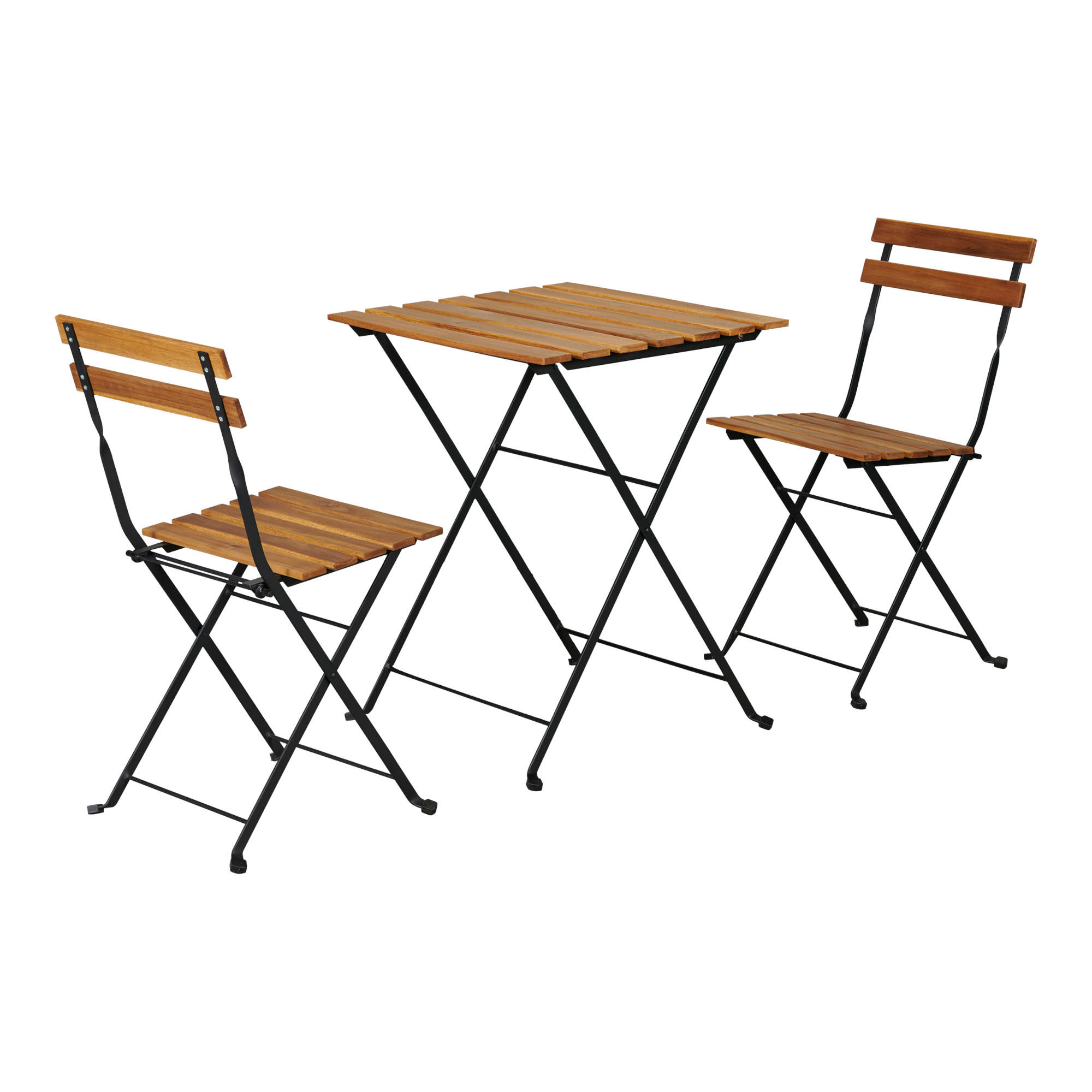 BISTRO-SET 3 TLG. Bovino - Schwarz/Naturfarben, Holz/Metall - casa.pro