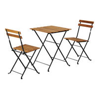 BISTRO-SET 3 TLG. Bovino - Schwarz/Naturfarben, Holz/Metall - casa.pro