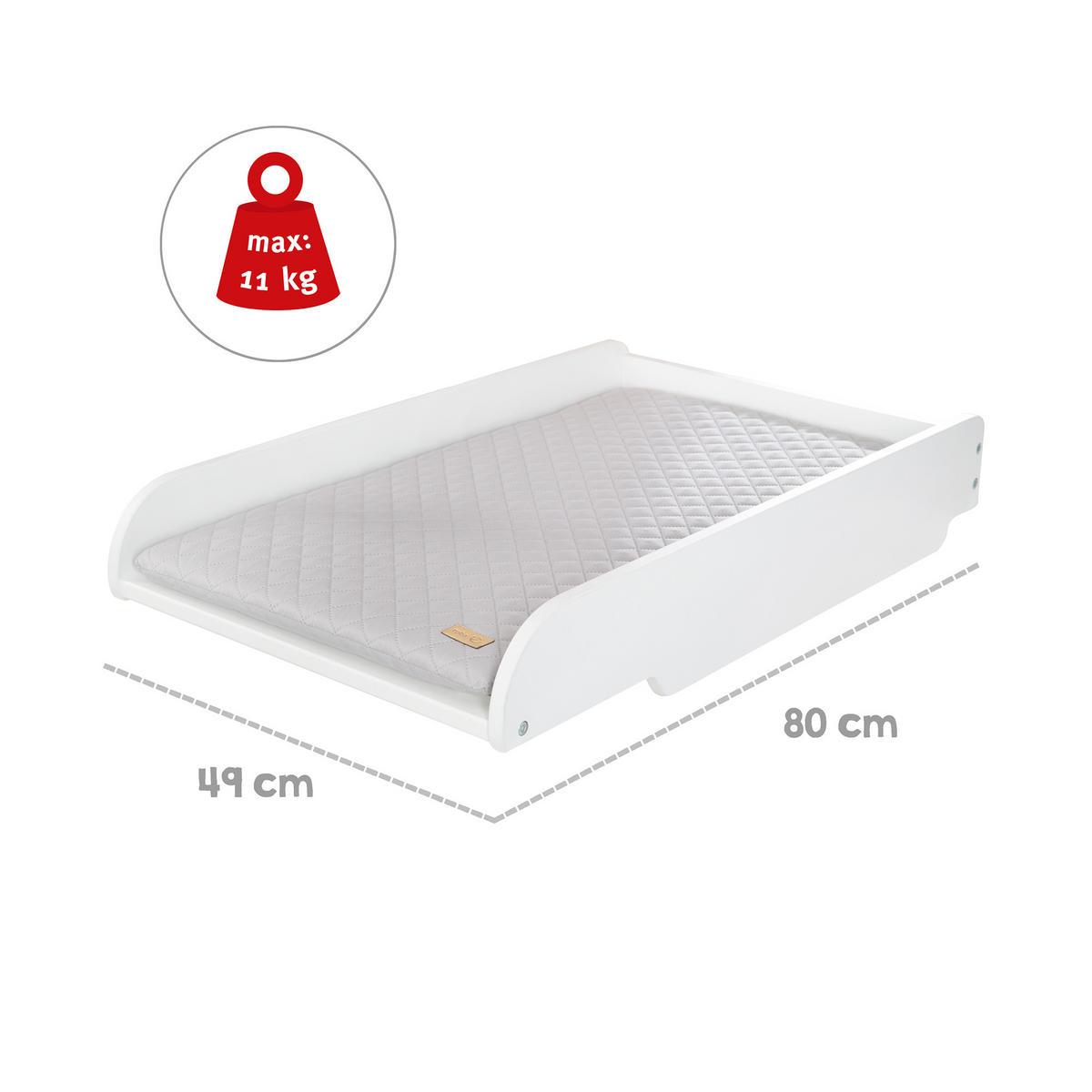 HAUSBETT 60 x 120 cm inkl. Wickelplatte - Weiß, Holzwerkstoff (60/120cm) - Roba