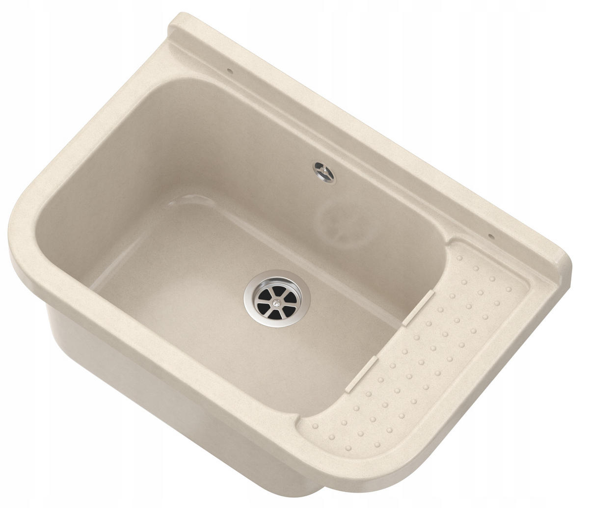 SPÜLBECKEN Poli mit Batterie - Beige, Kunststoff (50/34/21cm) - Granitan