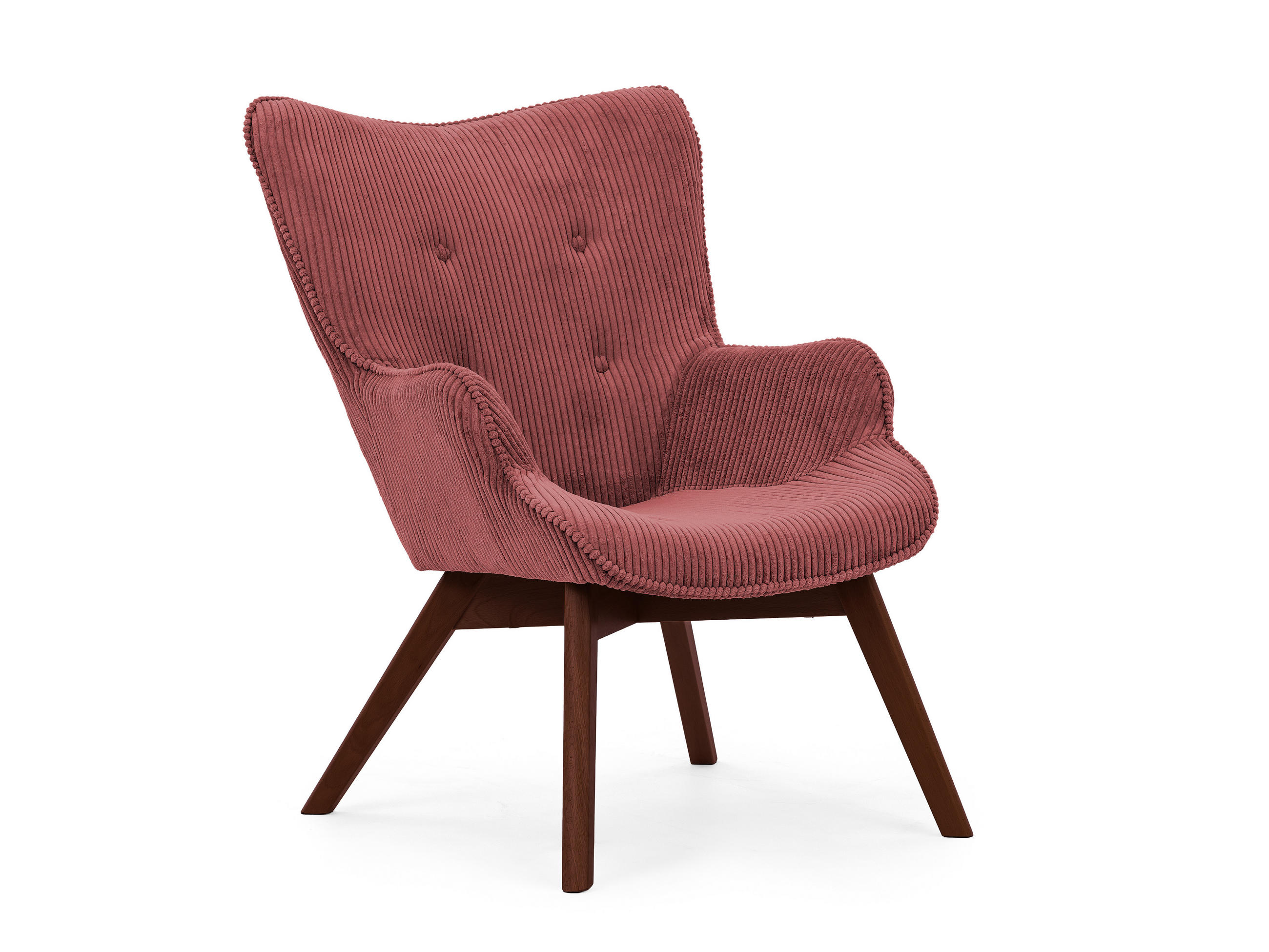 LOUNGESESSEL Lenari Terrakotta Cordstoff mit Füßen in Braun - Terra cotta/Braun, Holz/Textil (71/96/86cm) - S-Style Möbel