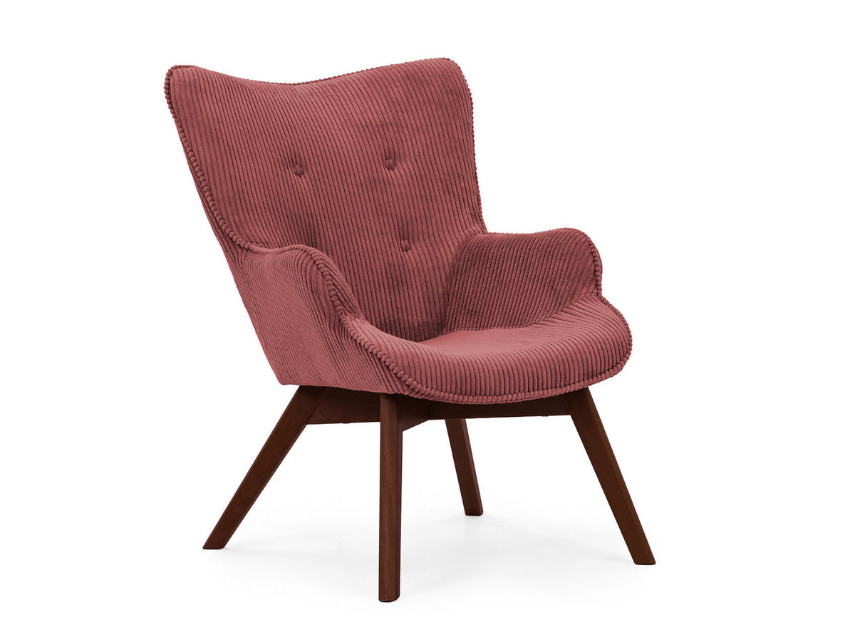 LOUNGESESSEL Lenari Terrakotta Cordstoff mit Füßen in Braun - Terracotta/Braun, Holz/Textil (71/96/86cm) - S-Style Möbel