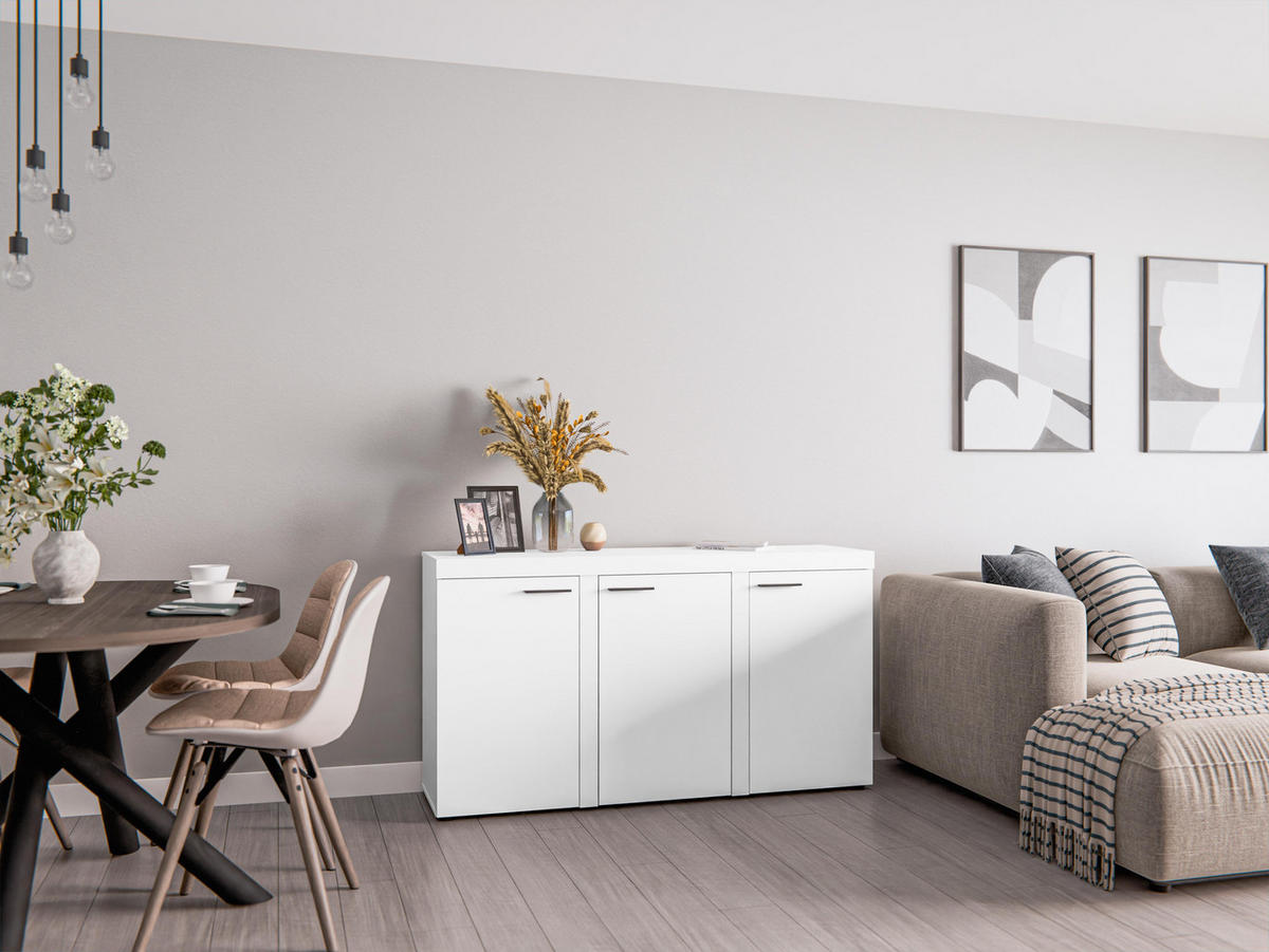 SIDEBOARD Spacoro 3D Weiß 148,8/82/40,3 cm – Wohnzimmer Kommode Stilvolle, Modern - Weiß, Holzwerkstoff/Kunststoff (149/82/40cm) - AX Living