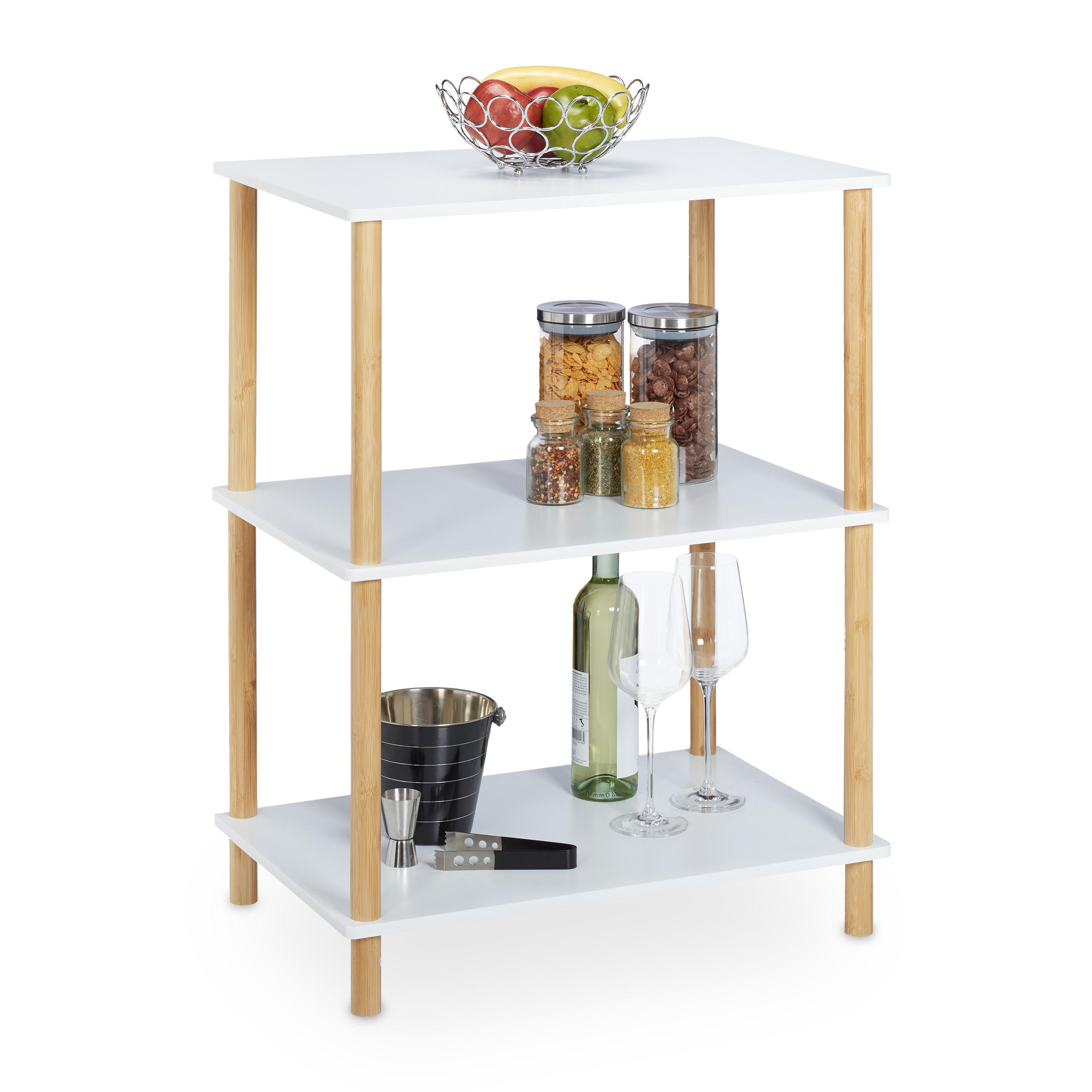 STANDREGAL - Weiß, Holz/Holzwerkstoff (60/79/40cm) - Relaxdays