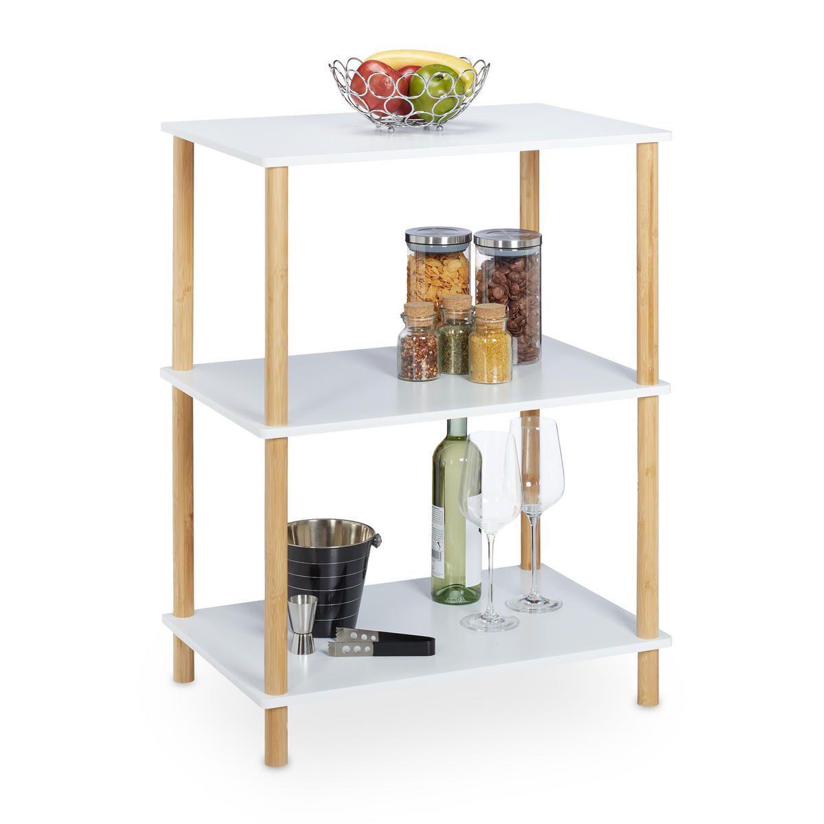 STANDREGAL - Weiß, Holz/Holzwerkstoff (60/79/40cm) - Relaxdays