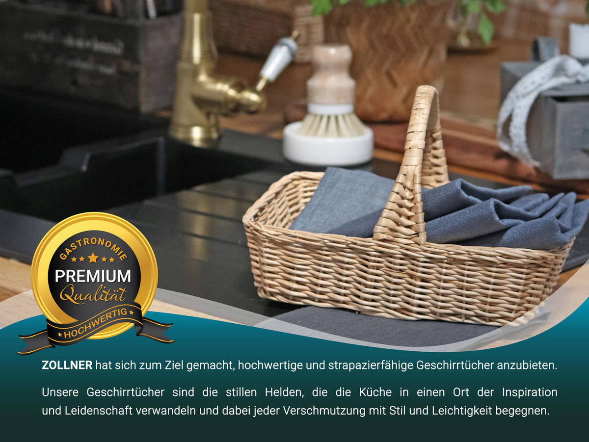 GESCHIRRTÜCHER, 4er-Set, 50x70 cm, 100% Leinen, Grau - Grau, Textil (50/70cm) - Zollner