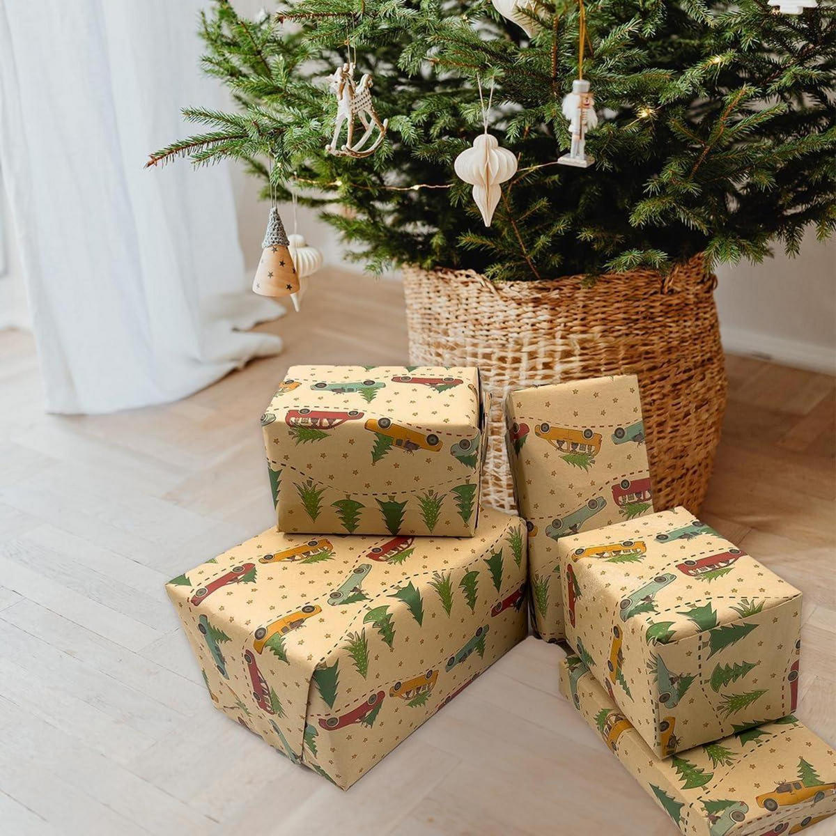 GESCHENKPAPIER Rolle 43 cm x 15 m Weihnachtsbaum Motiv - Braun, Papier (4/4/43cm)