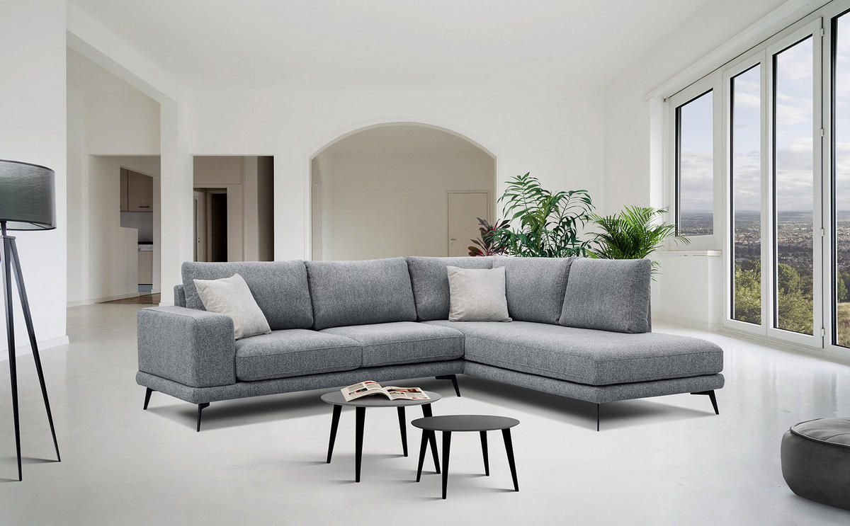 ECKSOFA MEDIOLANE 5-Sitzer, grau - Grau, Holzwerkstoff/Textil (282/219cm) - Courtois Laville