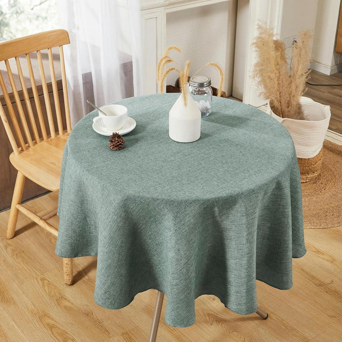 TISCHDECKE Rund Dunkelgrün 140 cm - Hellgrün, Textil (140/140/1cm)
