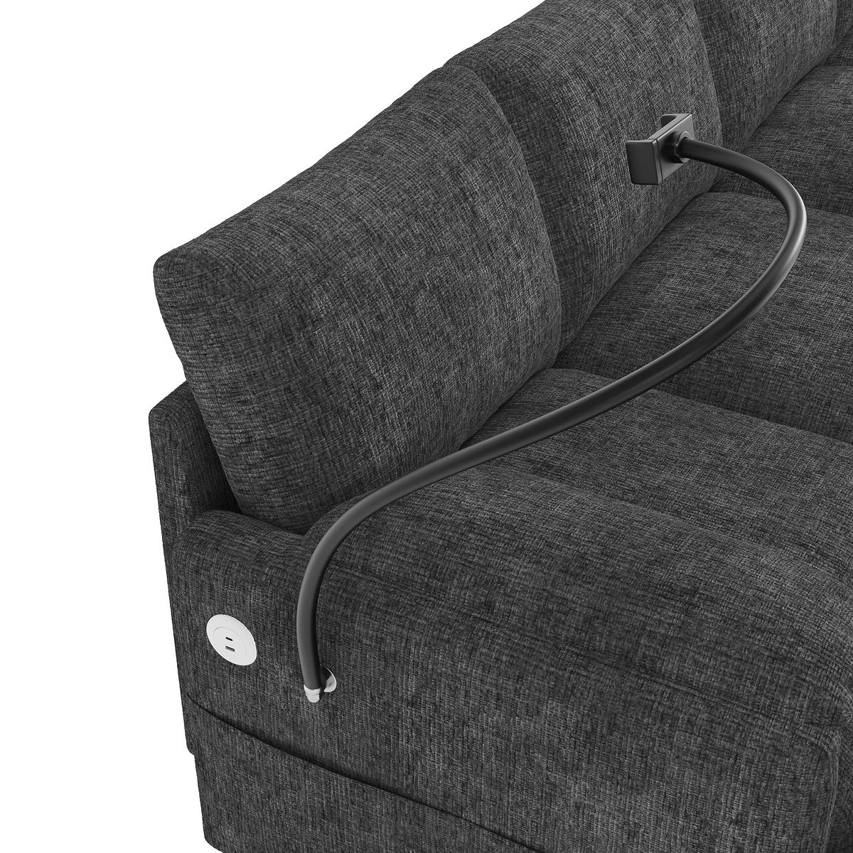 SCHLAFSOFA mit modularer U-/L-Form, 6 Sitzen, Stauraum-Hockern und USB Type-C - Grau, Textil (273.5/81/133cm) - EVRYAE