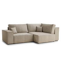 ECKSOFA MIT SCHLAFFUNKTION Tonga Beige Webstoff - Beige/Schwarz, Holz/Holzwerkstoff (255/105cm) - Maison de Reve