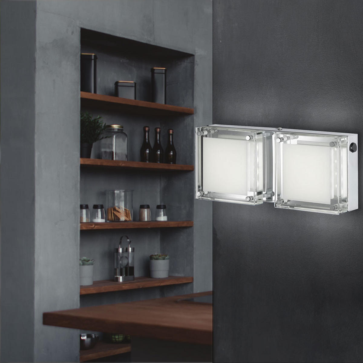 LED WANDLEUCHTE Metall Silber - Silberfarben, Glas (120/12/28cm) - Wofi