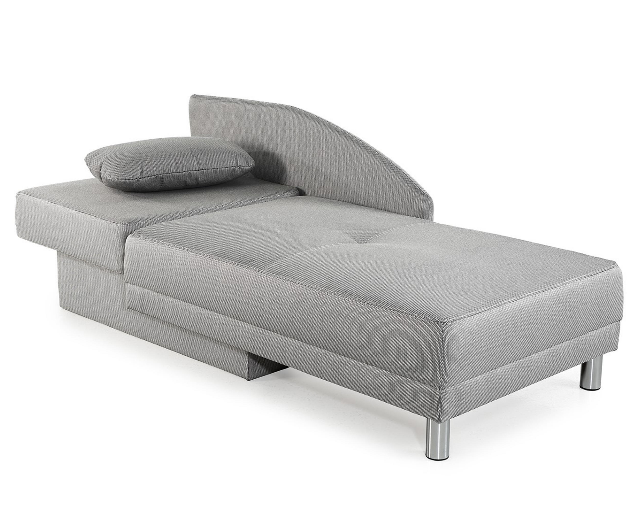 RÉCAMIERE-SCHLAFSOFA mit Bettkasten, Federkern, seitenverkehrt montierbar 149/90/80 cm, Liegefläche 200/84 cm, Webstoff Hellgrau / 15122 - Chromfarben/Hellgrau, Textil/Metall (149/80/90cm) - luma-home