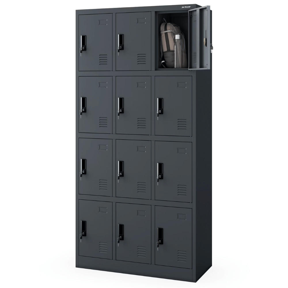 SCHLIESSFACHSCHRANK Spind BERN 12 Fächer185x90x40cm Anthrazit - Anthrazit, Metall (90/185/40cm) - DELUKE