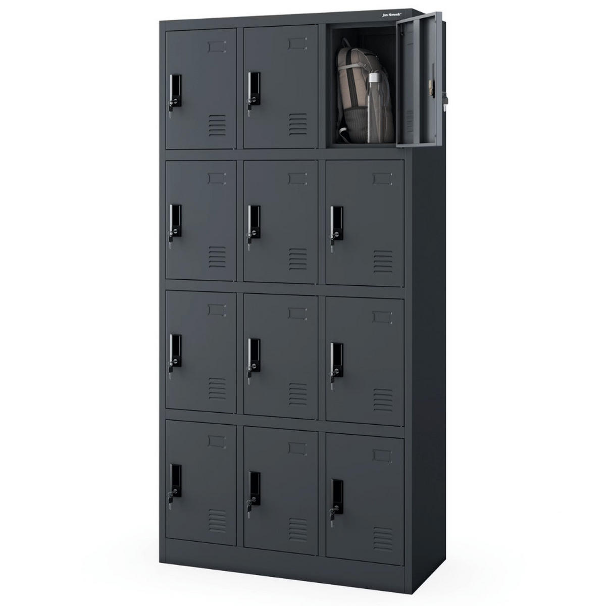 SCHLIESSFACHSCHRANK Spind BERN 12 Fächer185x90x40cm Anthrazit - Anthrazit, Metall (90/185/40cm) - DELUKE