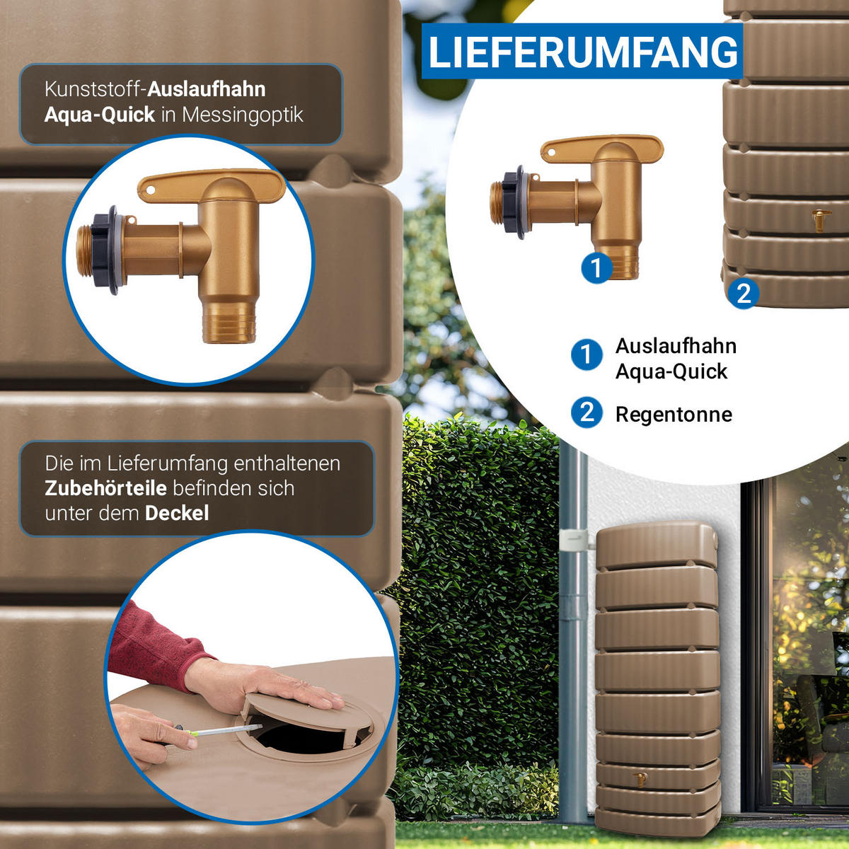 WANDTANK 500 L taupe - Beige, Kunststoff (75/184/51cm) - 4rain