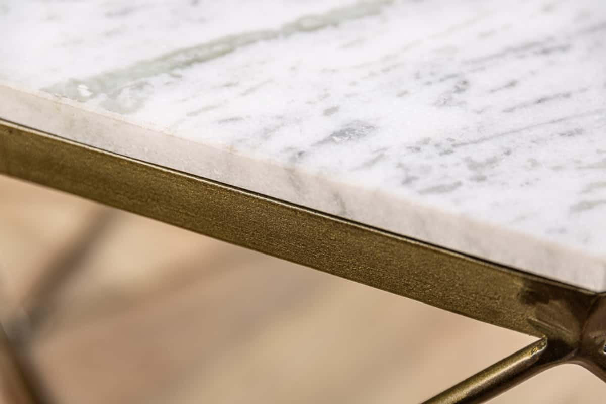 COUCHTISCH DIAMOND Marmor rechteckig Weiß 70cm - Goldfarben/Weiß, Stein/Metall (70/70/38cm) - riess-ambiente