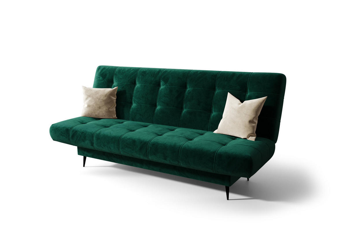 SCHLAFSOFA KONGO 05, Sofa mit Schlaffunktion, Farbe: Grün, Velourstoff - Grün, Textil (200/97/97cm) - O-Sofa