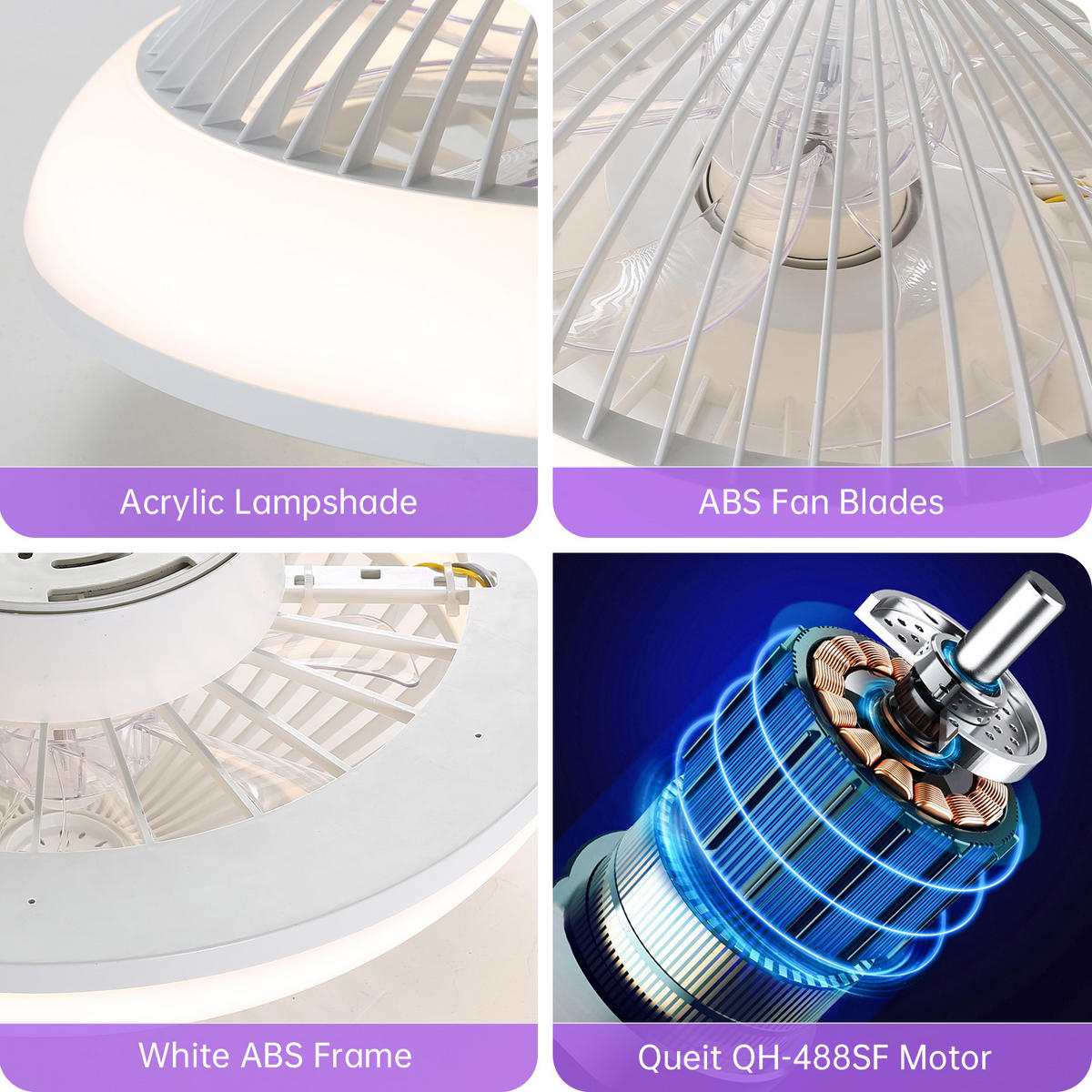 DECKENVENTILATOR 15Zoll RGB LED App Steuerung ABS Flügel - Weiß, Kunststoff (38.1/38.1/21.5cm) - CASIVA