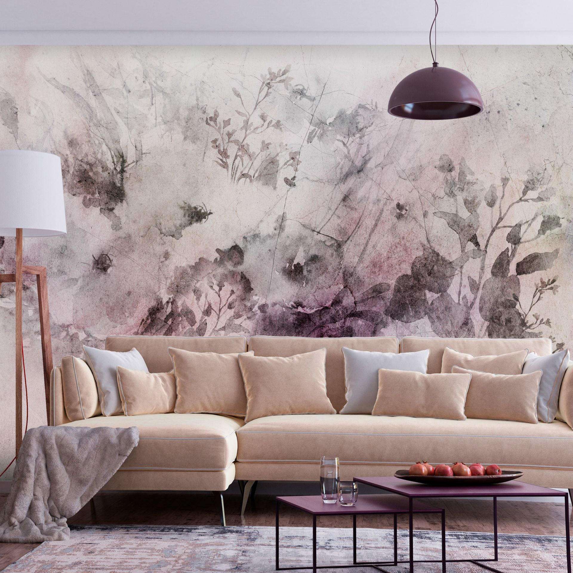 VLIESTAPETE Grau 400/280 cm - Pink/Grau, Textil (400/1cm) - KUNSTLOFT