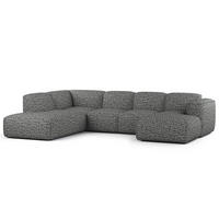 WOHNLANDSCHAFT mit Longchair - Schwarz/Grau, Kunststoff/Textil (325/71/235cm) - home24