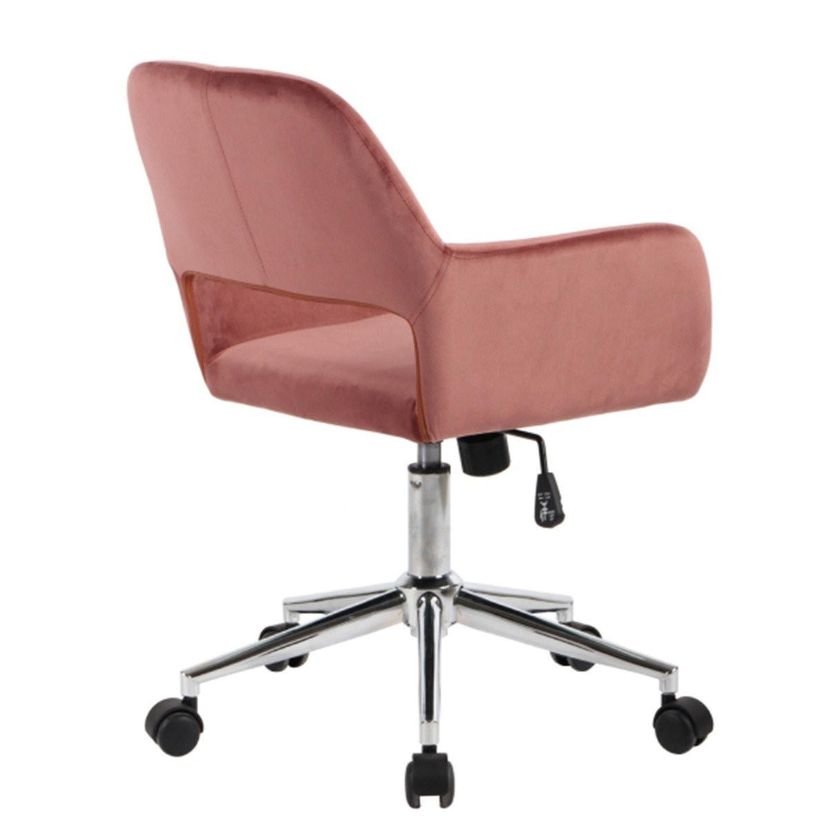 NASTAVITELNÁ sametová kancelářská židle - Ross - růžová, kov (55/85/56cm) - Calicosy