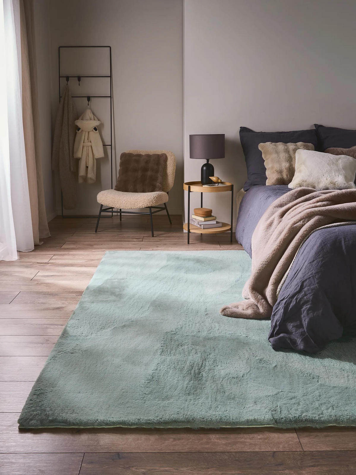 KUNSTFELL-TEPPICH Dave Mint 160x230 cm - Mintgrün, Textil (160/230cm) - benuta Nest