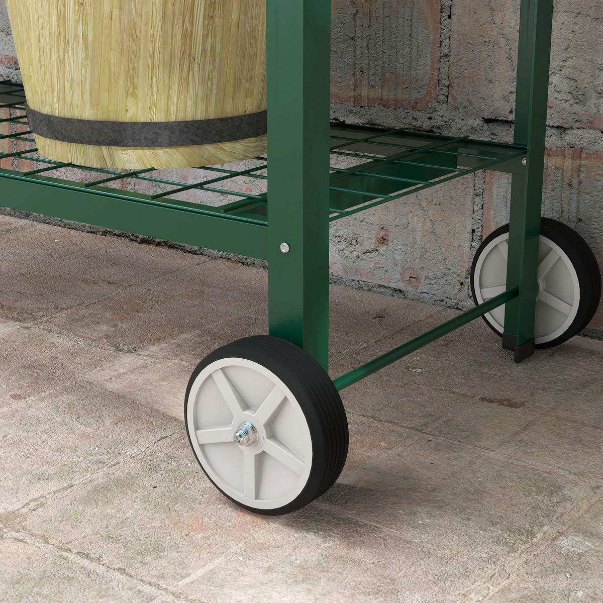 HOCHBEET DE-15994 mit Rollen und Etagere Grün - Grün, Metall (109/80/44cm) - ComfortXL