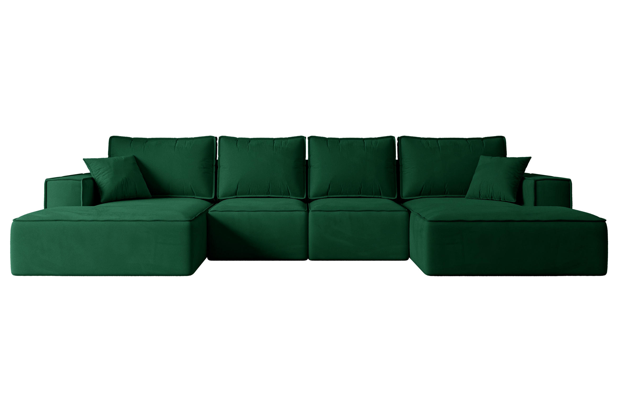 WOHNLANDSCHAFT mit Schlaffunktion und Bettkasten SIERRA-U-S - 349x161x87 cm Grün Velours - Schwarz/Grün, Holzwerkstoff/Kunststoff (349/87/161cm) - ALTDECOR