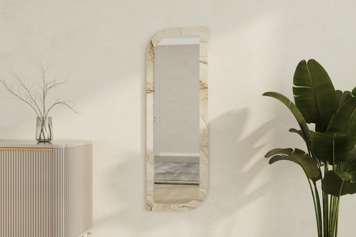 WANDSPIEGEL Radiance Granit Optik 40x120cm - Beige, Glas/Holzwerkstoff (40/120/2cm) - moebel17